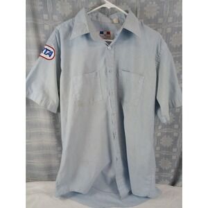 VTG‎ Flying Cross Uniform Shirt Men's Size Large W/Patch Stained Thrashed Rock